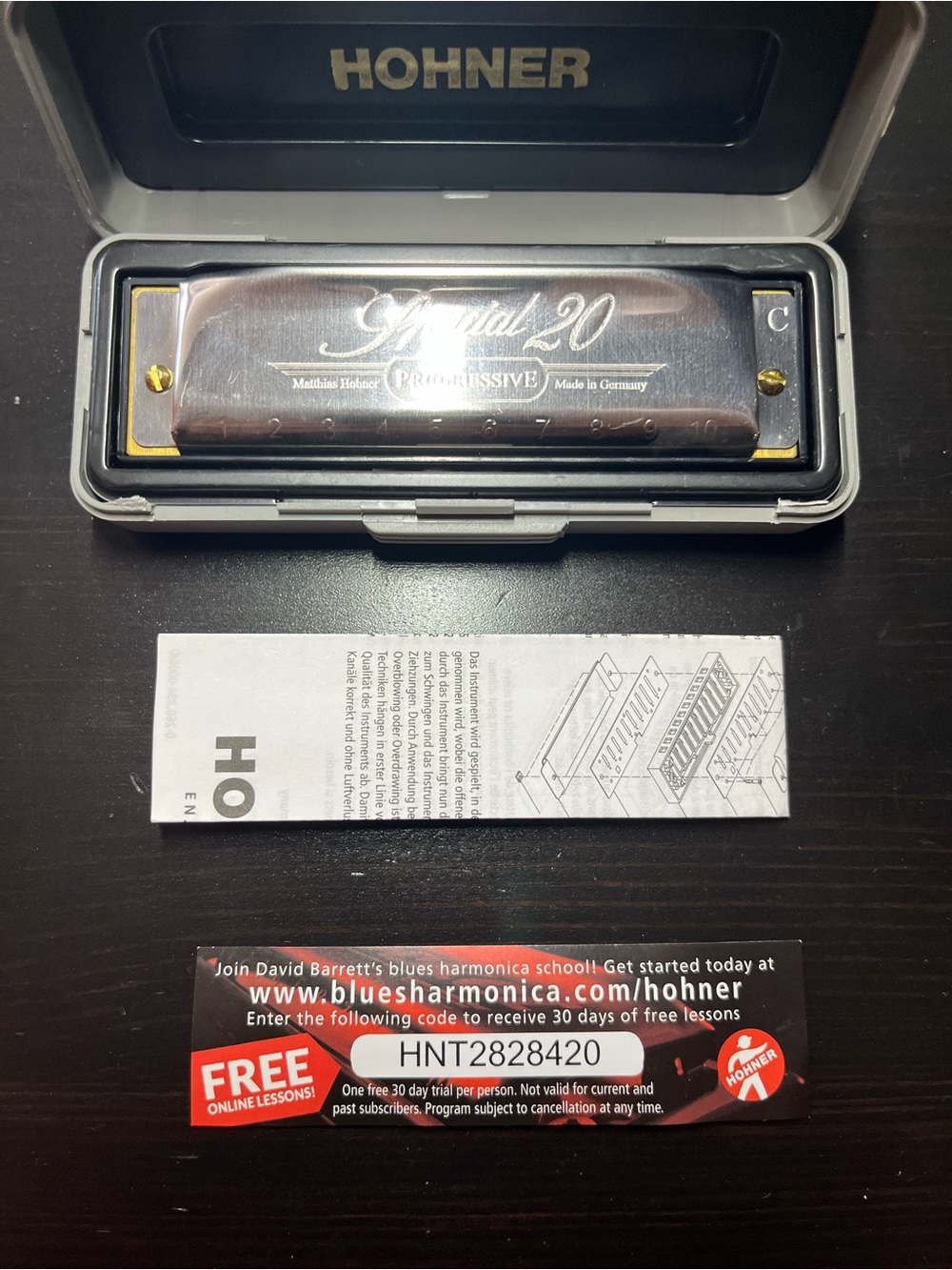 New Hohner Special 20 Harmonica in Silver/Black in Case